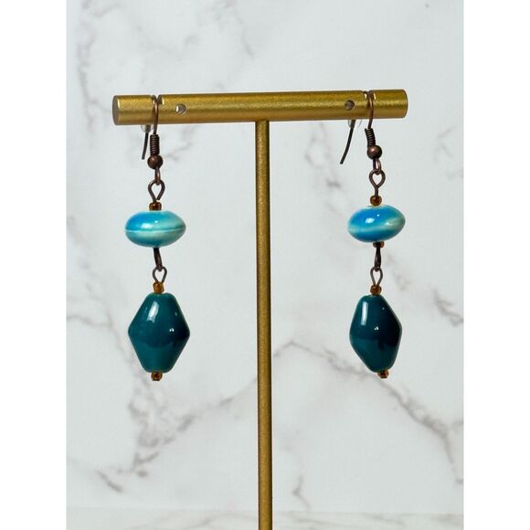 Vintage Ceramic Dangle Earrings - Picture 1 of 5